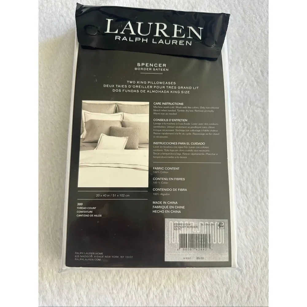Ralph Lauren Spencer border satin pillowcase - king